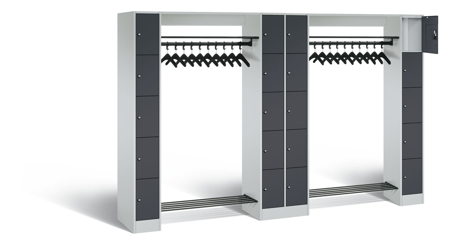 C+P Offene Garderobe, H1950xB2840xT480mm in anthrazit