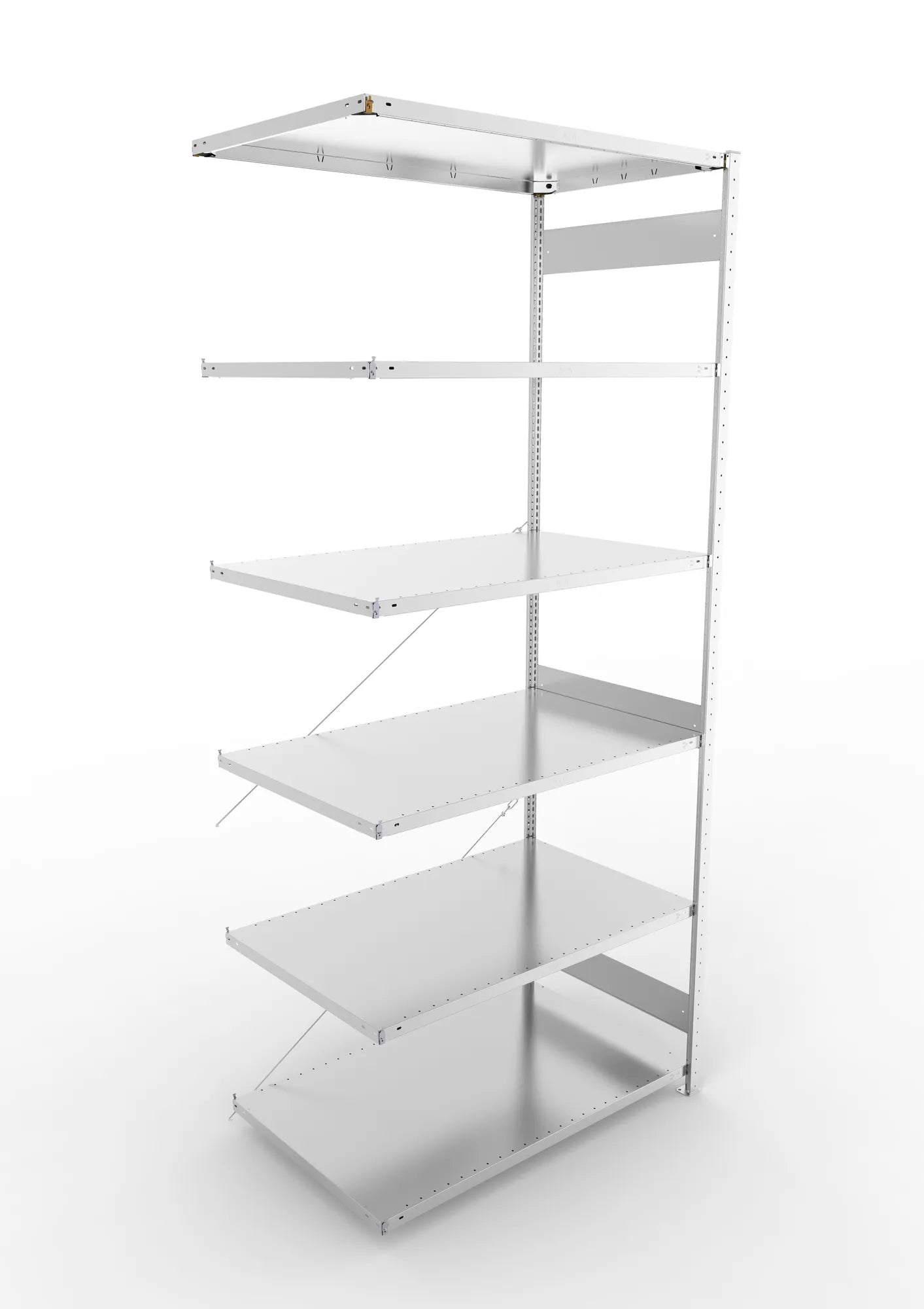 Fachbodenregal von Meta in verzinkt Anbauregal