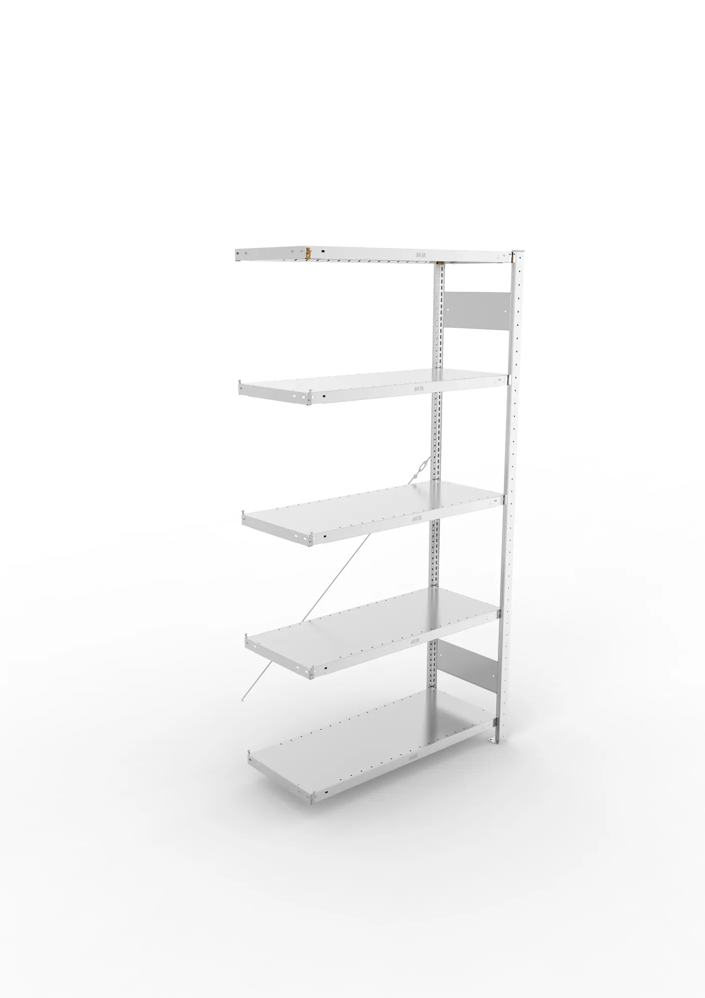 Fachbodenregal von Meta in verzinkt Anbauregal