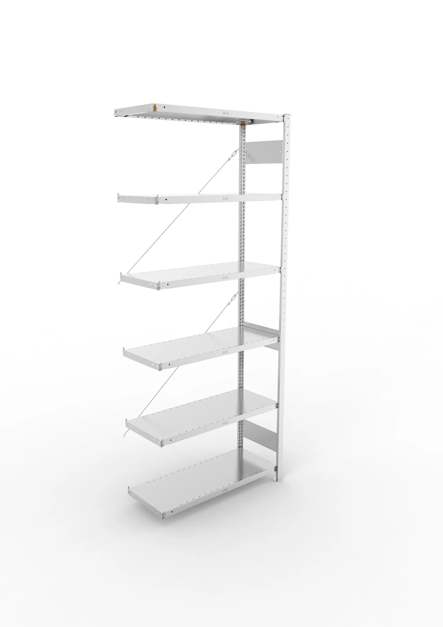 Fachbodenregal von Meta in verzinkt Anbauregal