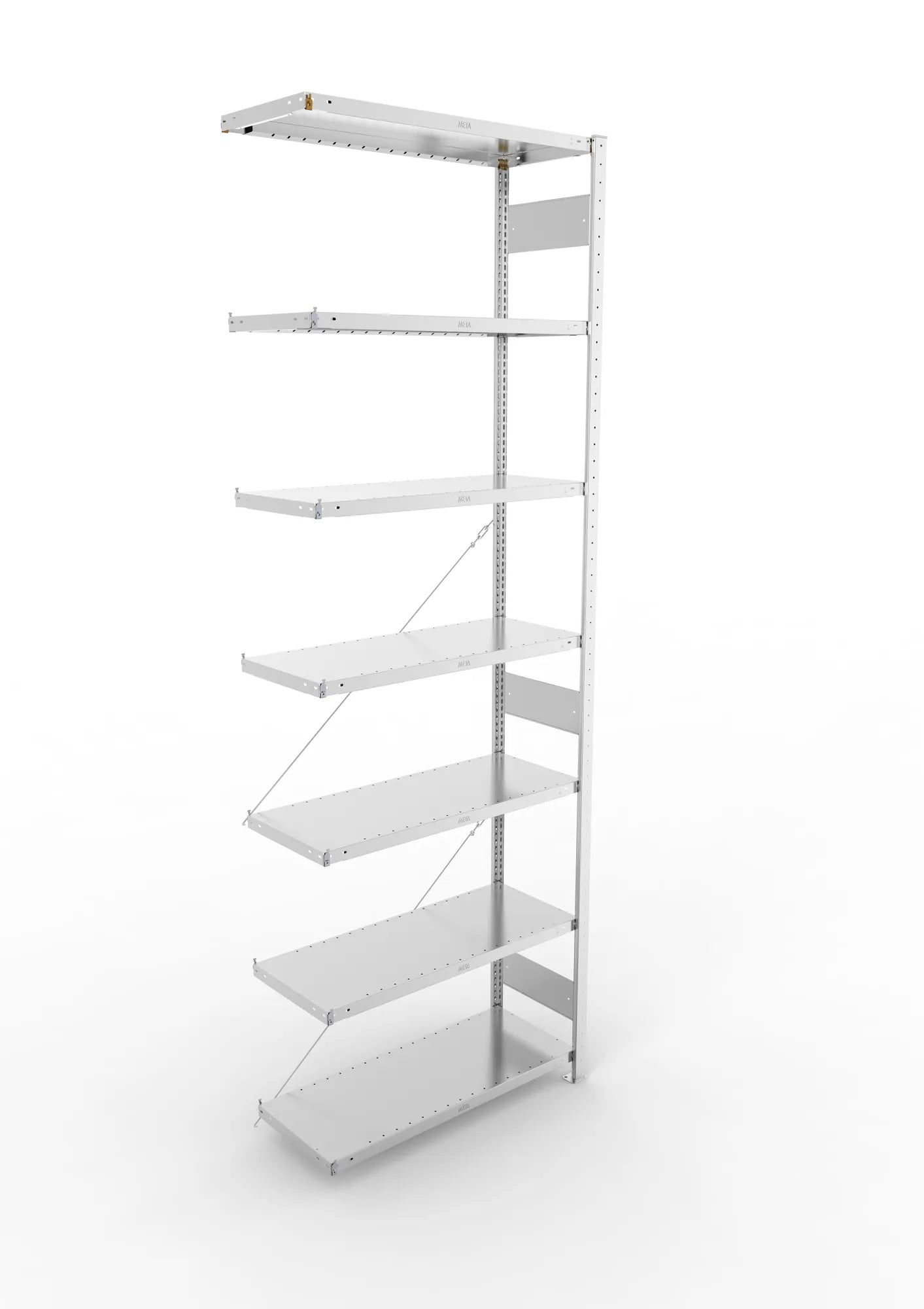 Fachbodenregal von Meta in verzinkt Anbauregal