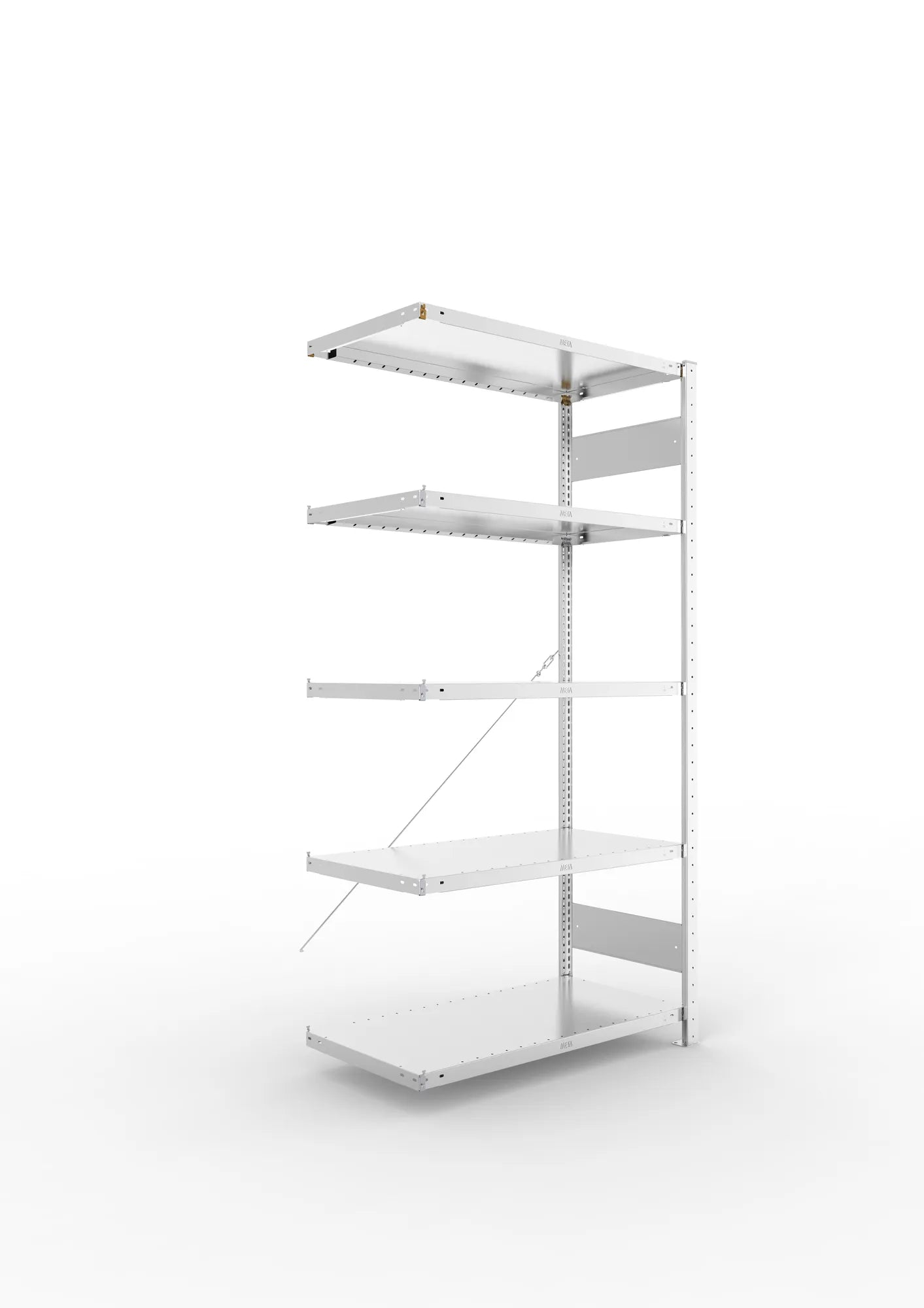 Fachbodenregal von Meta in verzinkt Anbauregal