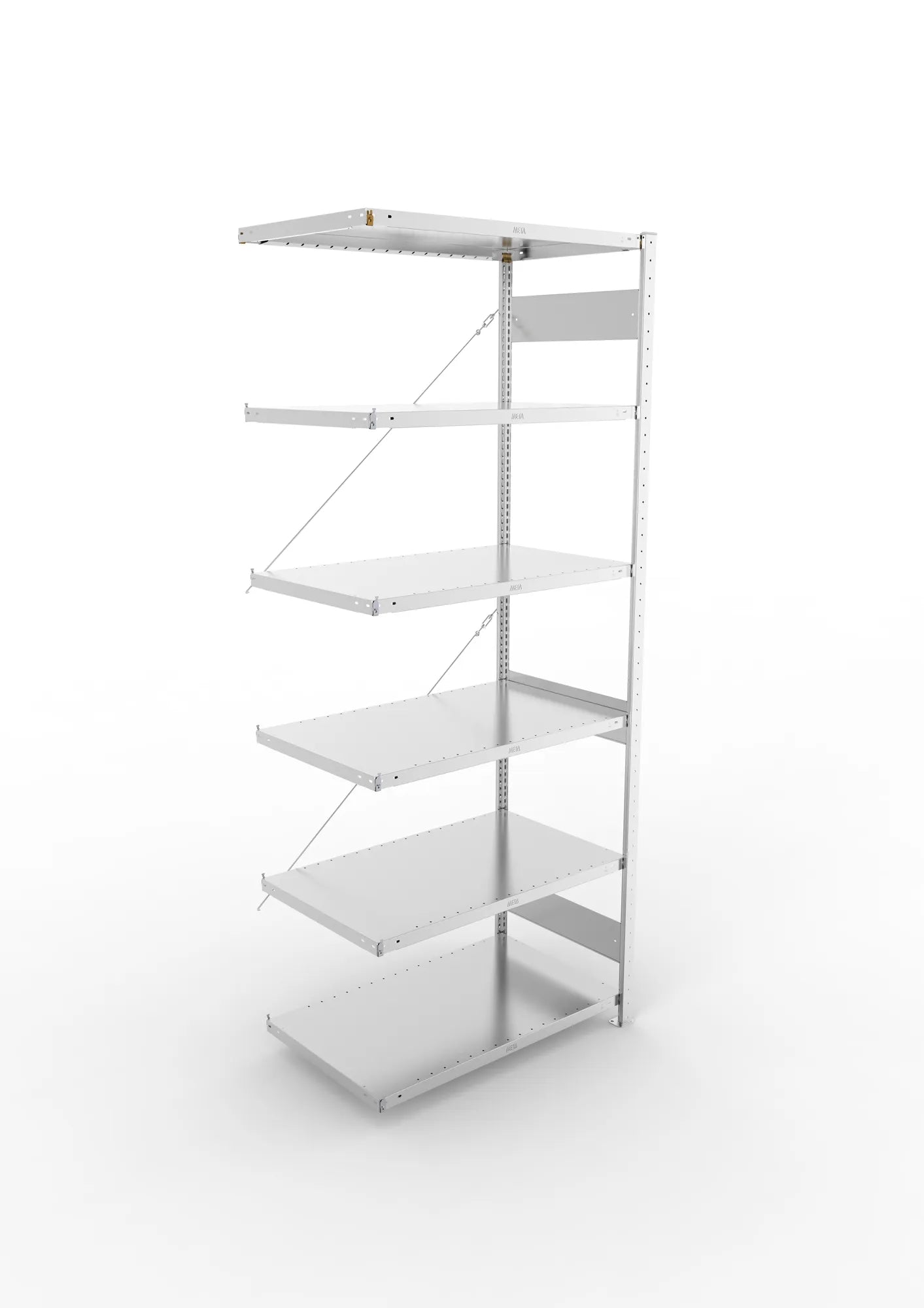 Fachbodenregal von Meta in verzinkt Anbauregal