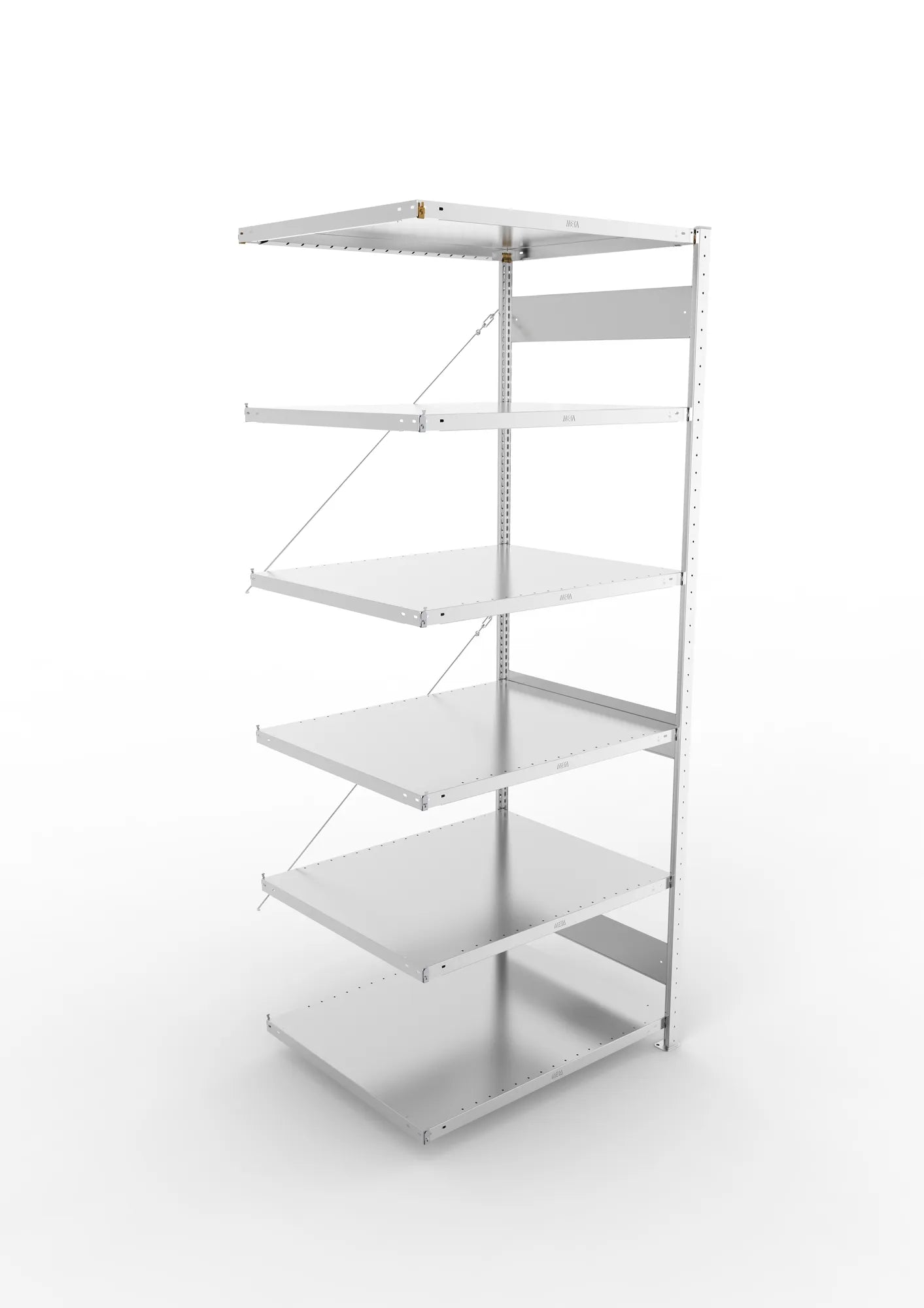 Fachbodenregal von Meta in verzinkt Anbauregal