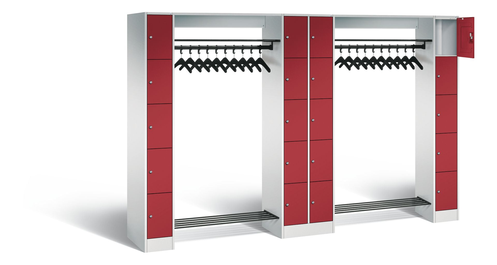 C+P Offene Garderobe, H1950xB2840xT480mm in rubinrot