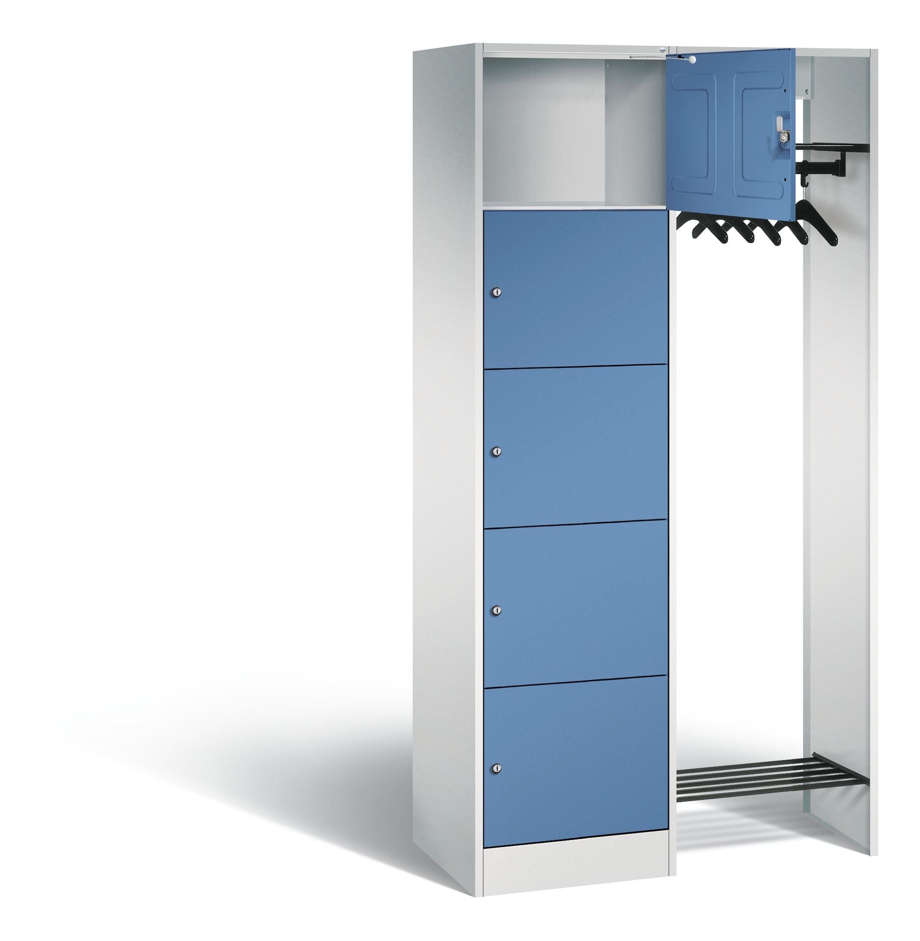Offene Garderobe, H1950xB960xT480mm in blau