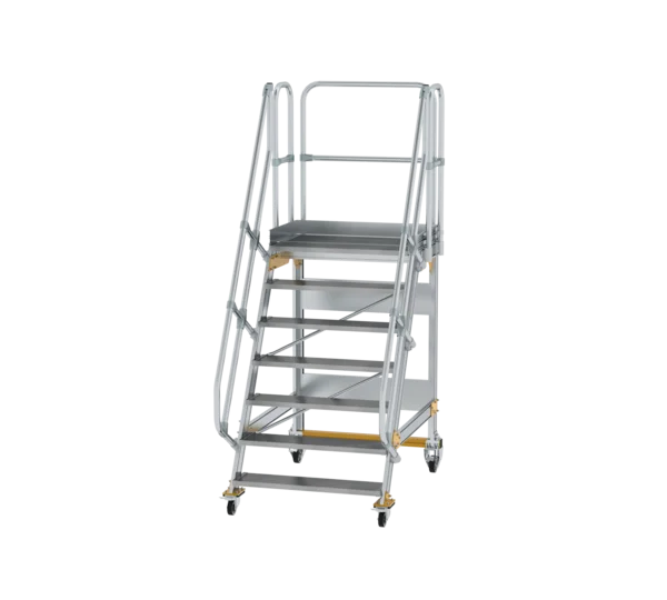 Plattformtreppe 60° fahrbar von MUNK Stufenbreite 1000 mm 7 Stufen