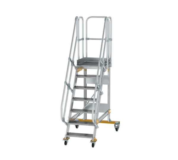 Plattformtreppe 60° fahrbar von MUNK Stufenbreite 600 mm 7 Stufen