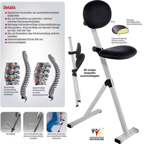 Kappes ErgoPlus Stehhilfe mit Rückenlehne, Gestell lichtgrau