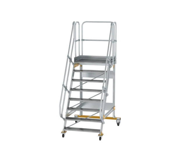 Plattformtreppe 60° fahrbar von MUNK Stufenbreite 1000 mm 8 Stufen