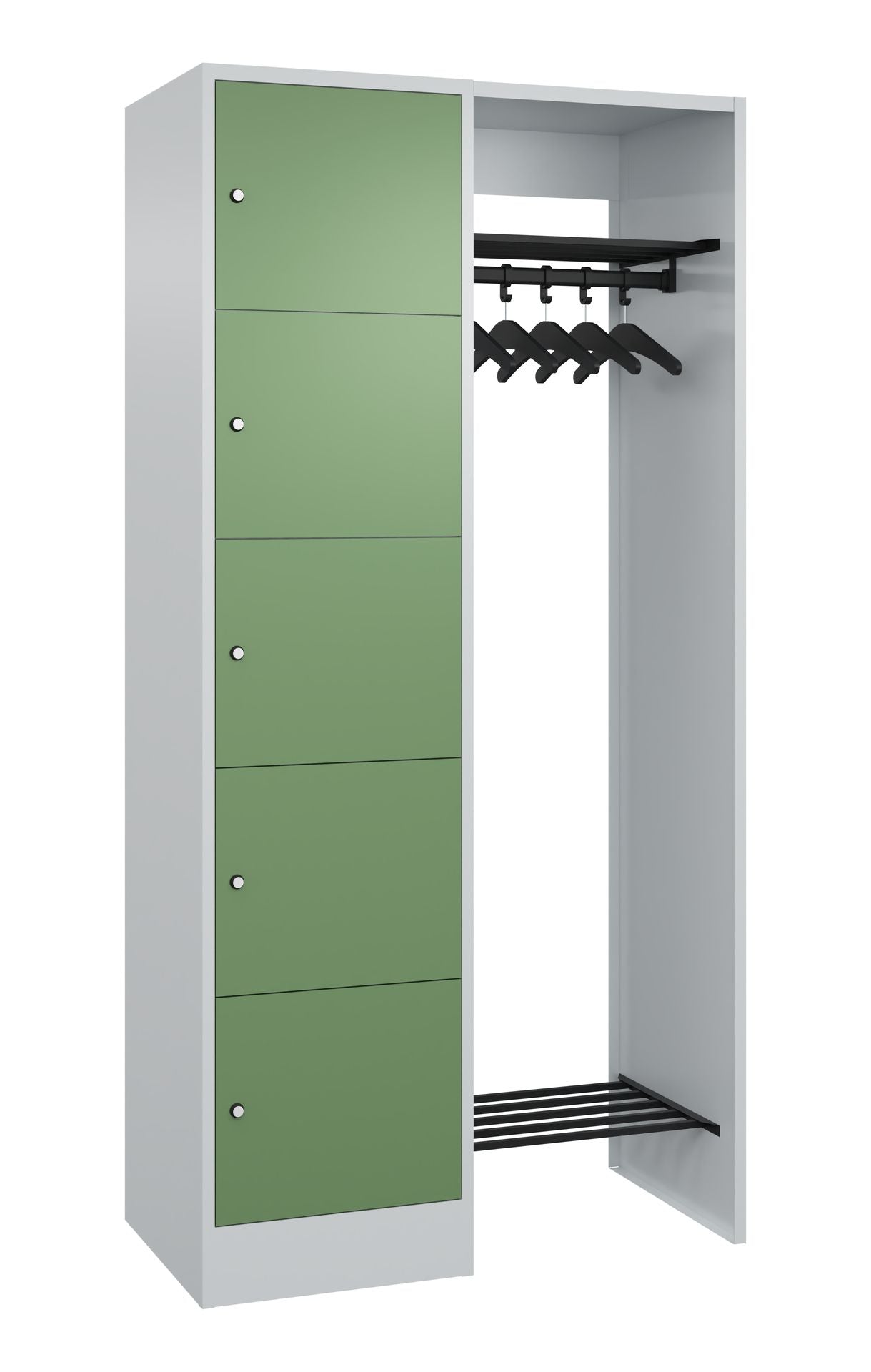 Offene Garderobe, H1950xB960xT480mm in grün