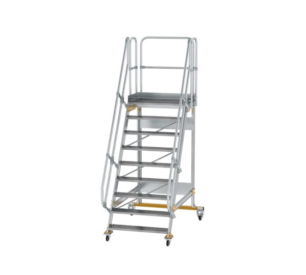 Plattformtreppe 60° fahrbar von MUNK Stufenbreite 1000 mm 9 Stufen
