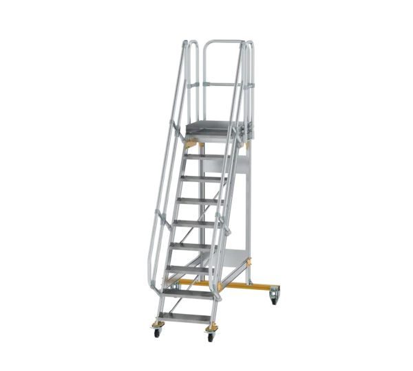 Plattformtreppe 60° fahrbar von MUNK Stufenbreite 600 mm 9 Stufen