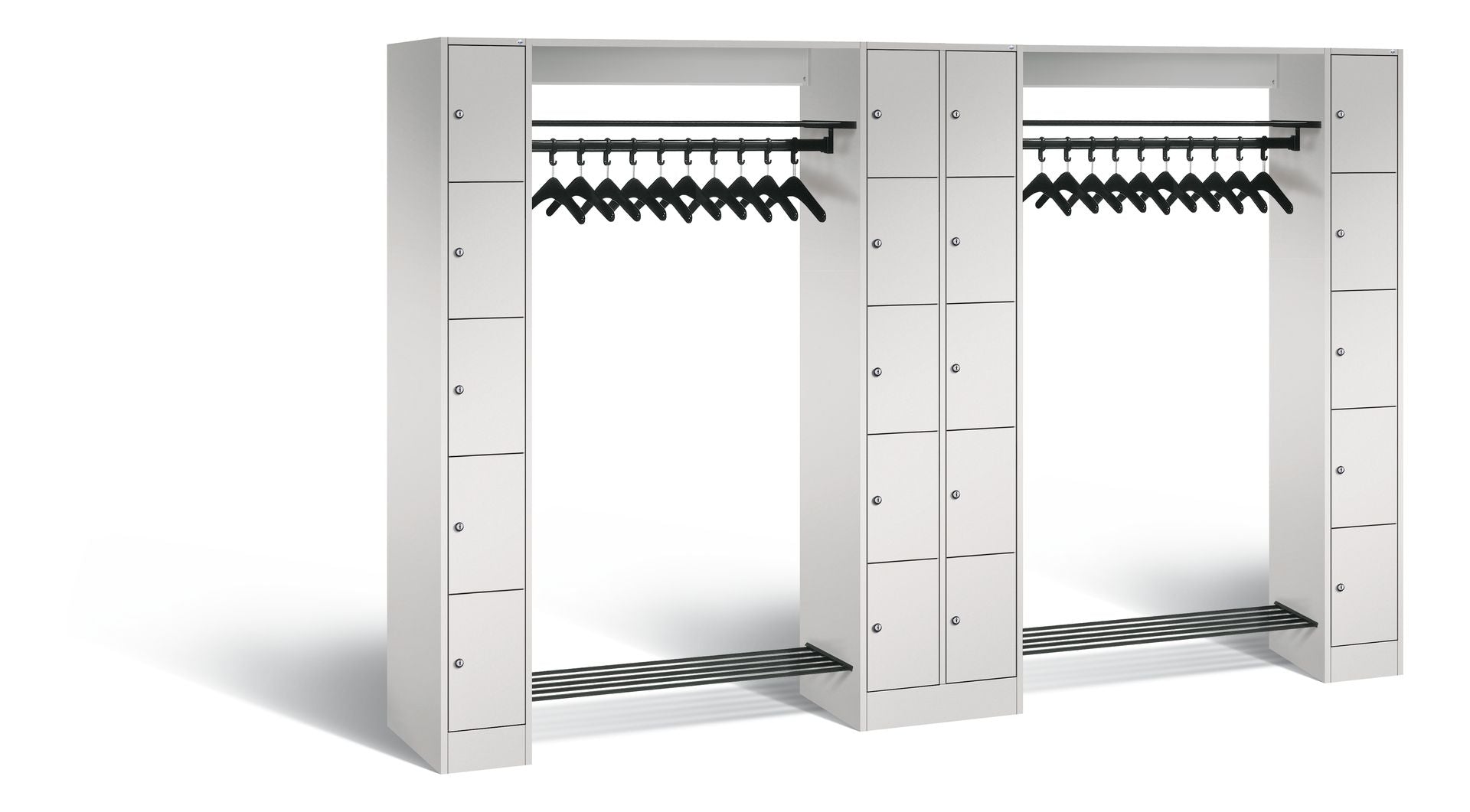 C+P Offene Garderobe, H1950xB2840xT480mm in lichtgrau