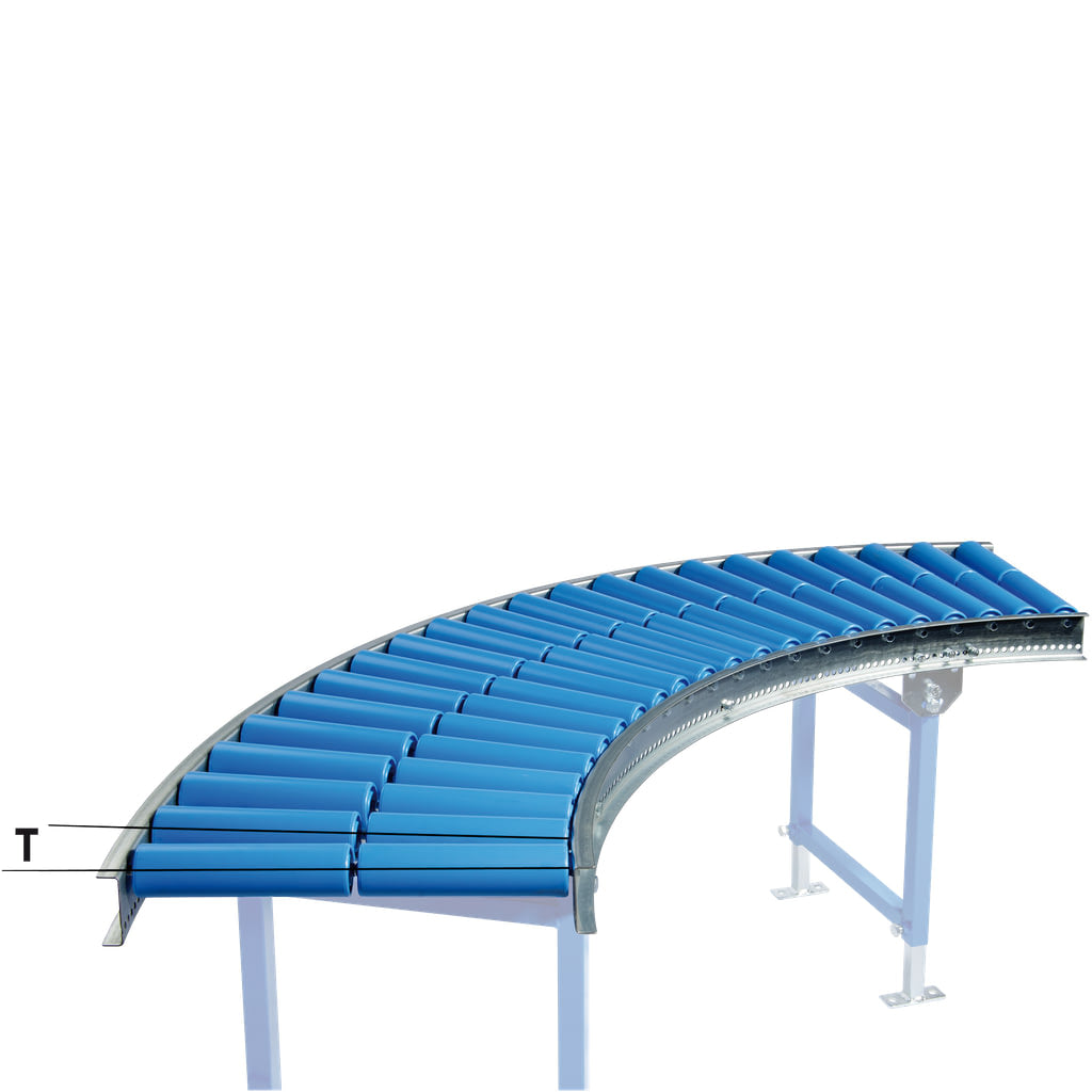 Rollenbahn Kurvenstück 45° mit Kunststoffrollen von BITO