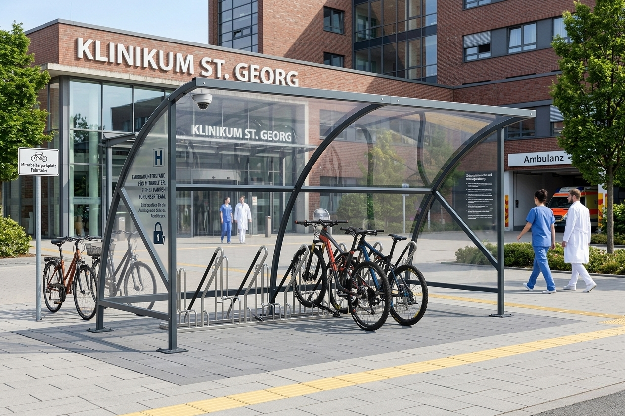 Fahrradunterstand für die Sicherheit der Mitarbeiter und Schutz der Fahrräder