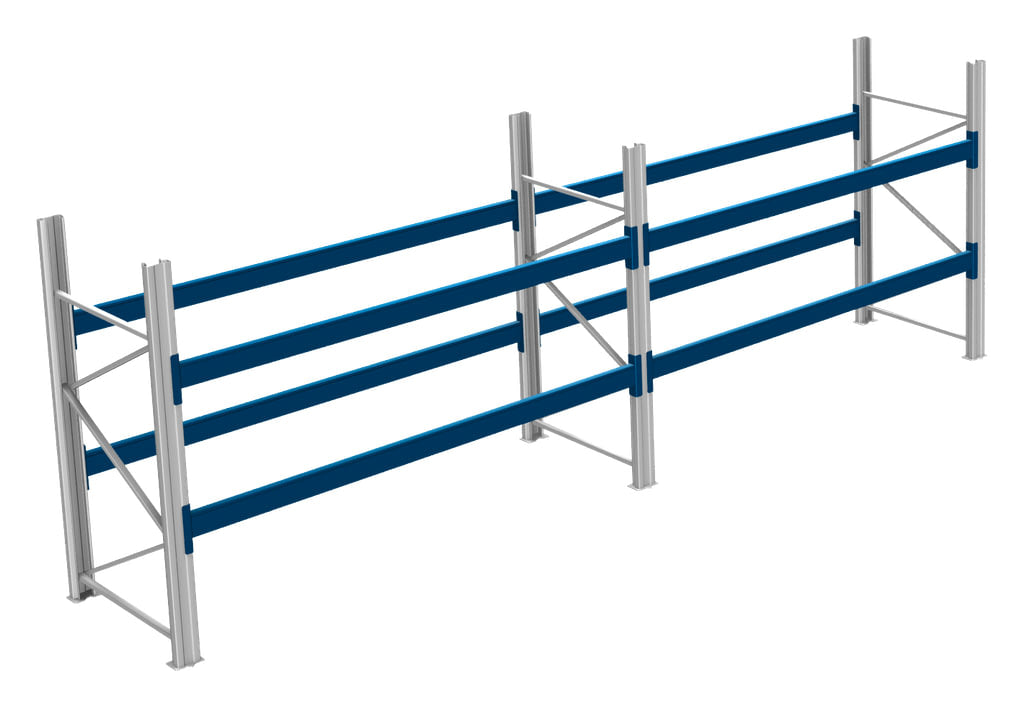 Palettenregale Schwerlastregale
600 kg Palettengewicht, Feldbreite 2700 mm