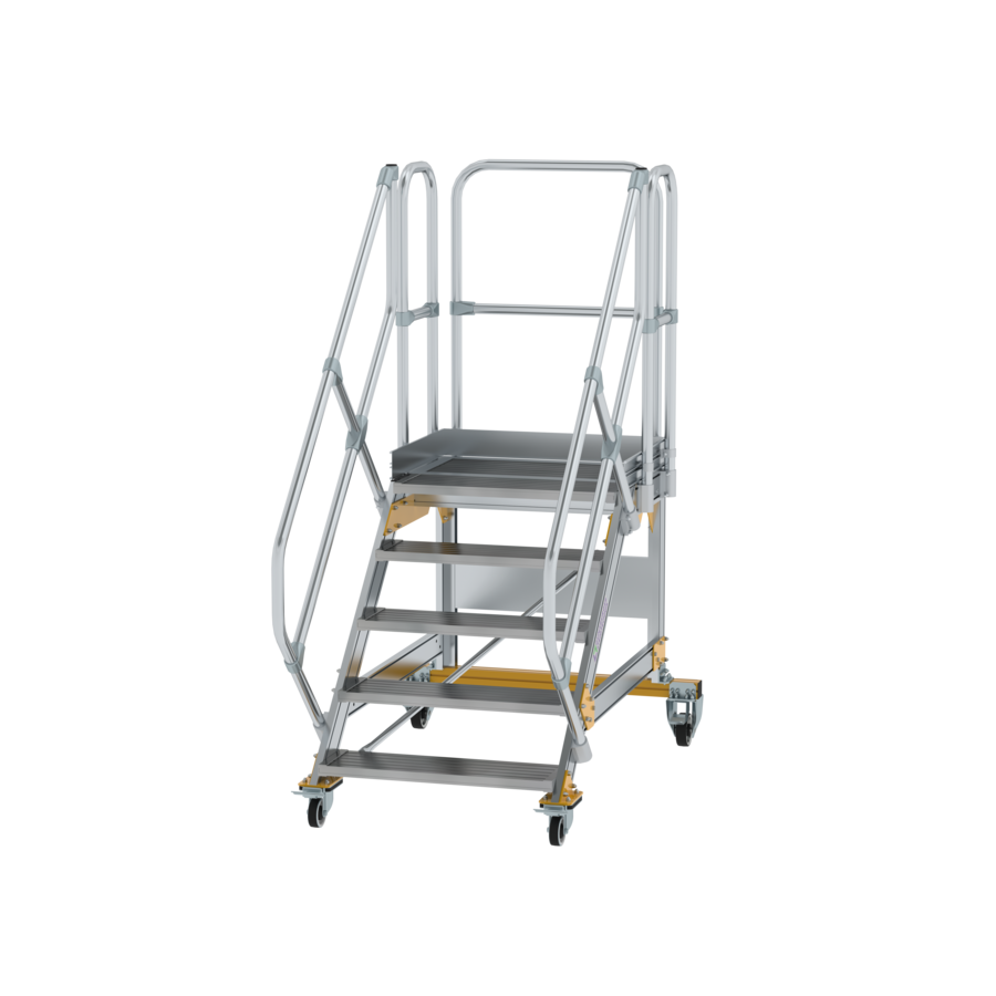 Plattformtreppe 45° fahrbar von MUNK Stufenbreite 800 mm 5 Stufen
