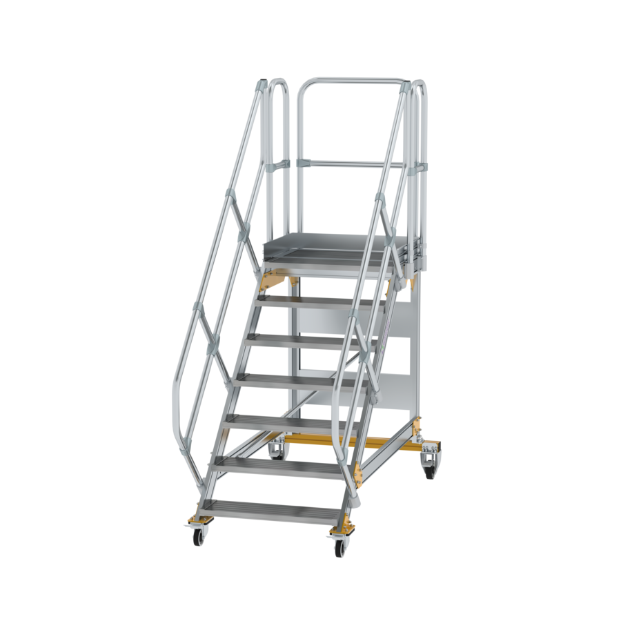 Plattformtreppe 45° fahrbar von MUNK Stufenbreite 800 mm 7 Stufen
