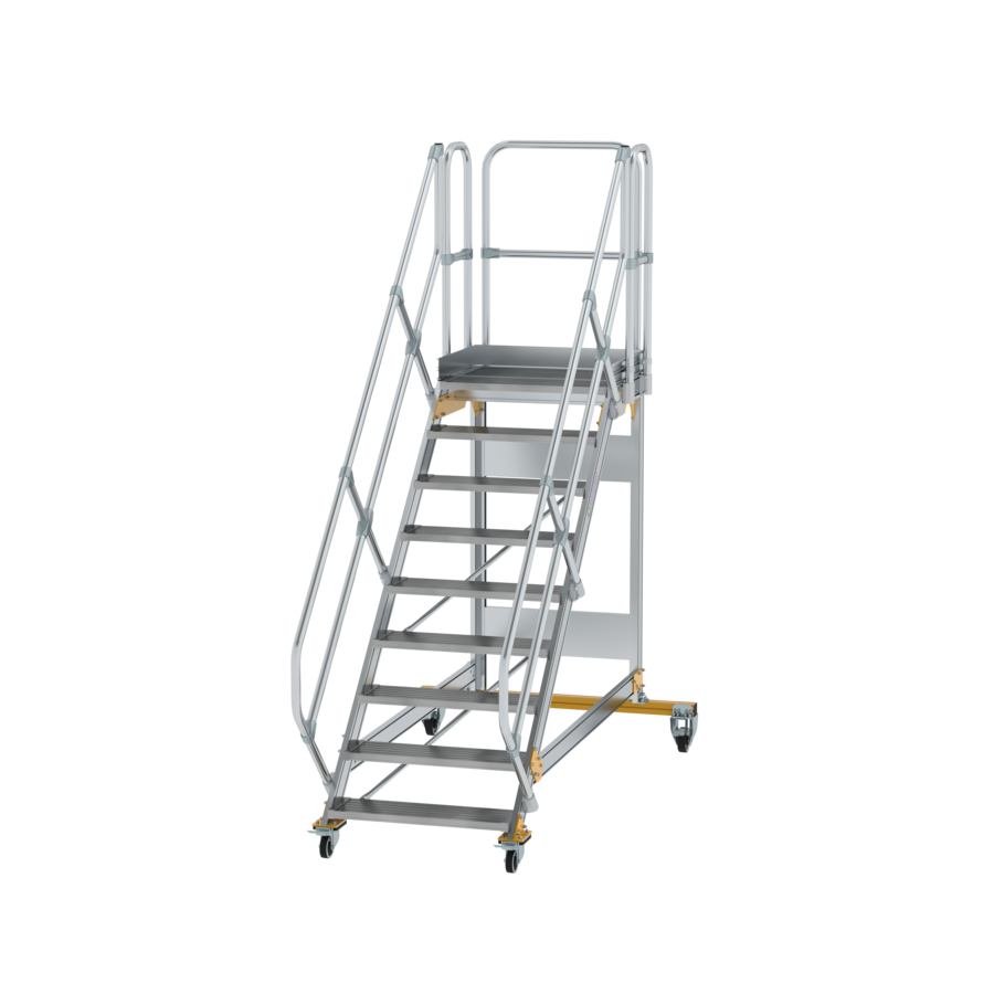 Plattformtreppe 45° fahrbar von MUNK Stufenbreite 800 mm 9 Stufen