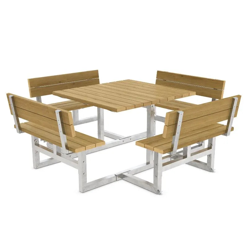 Picknicktisch für 8 Personen aus Holz mit Stahl