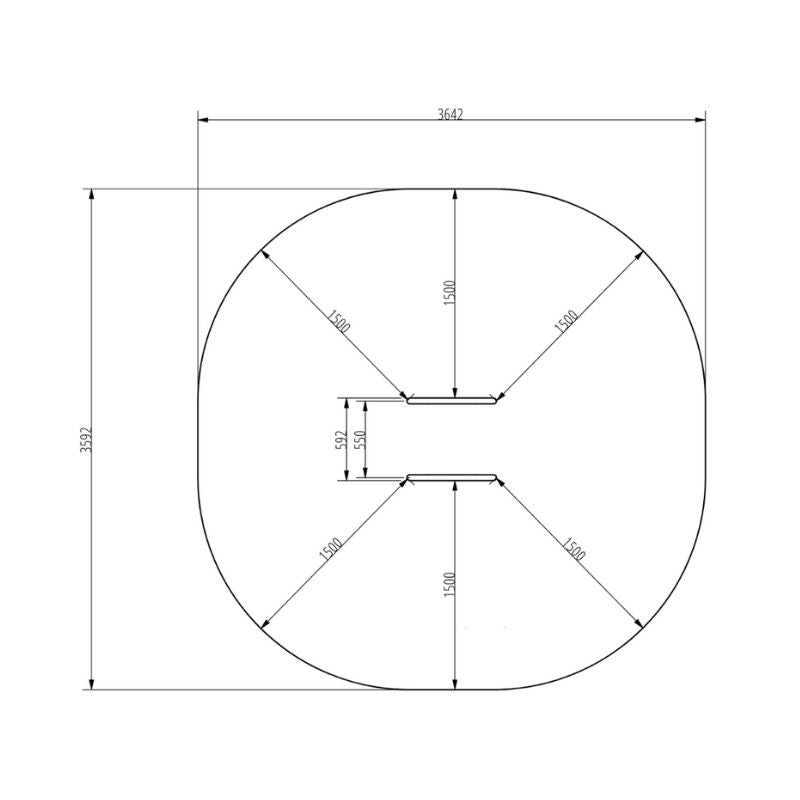 Mini-Parallelbarren aus Metall pulverbeschichtet Zeichnung