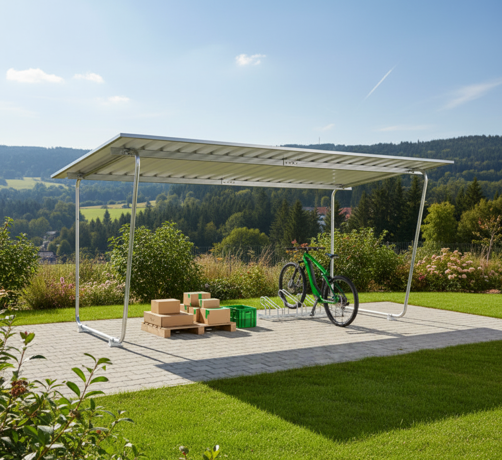Überdachung RE3 für Fahrräder oder Material | einseitig nutzbar