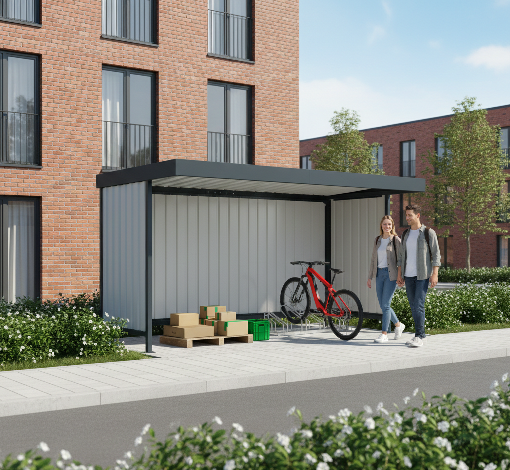 Unterstand Überdachung aus hochwertigem Aluminium mit Stahlumrandung