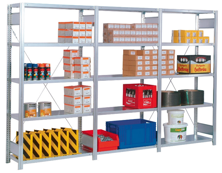 Basic storage rack 300x128x30 cm shelf load 250 kg bay load 2,000 kg