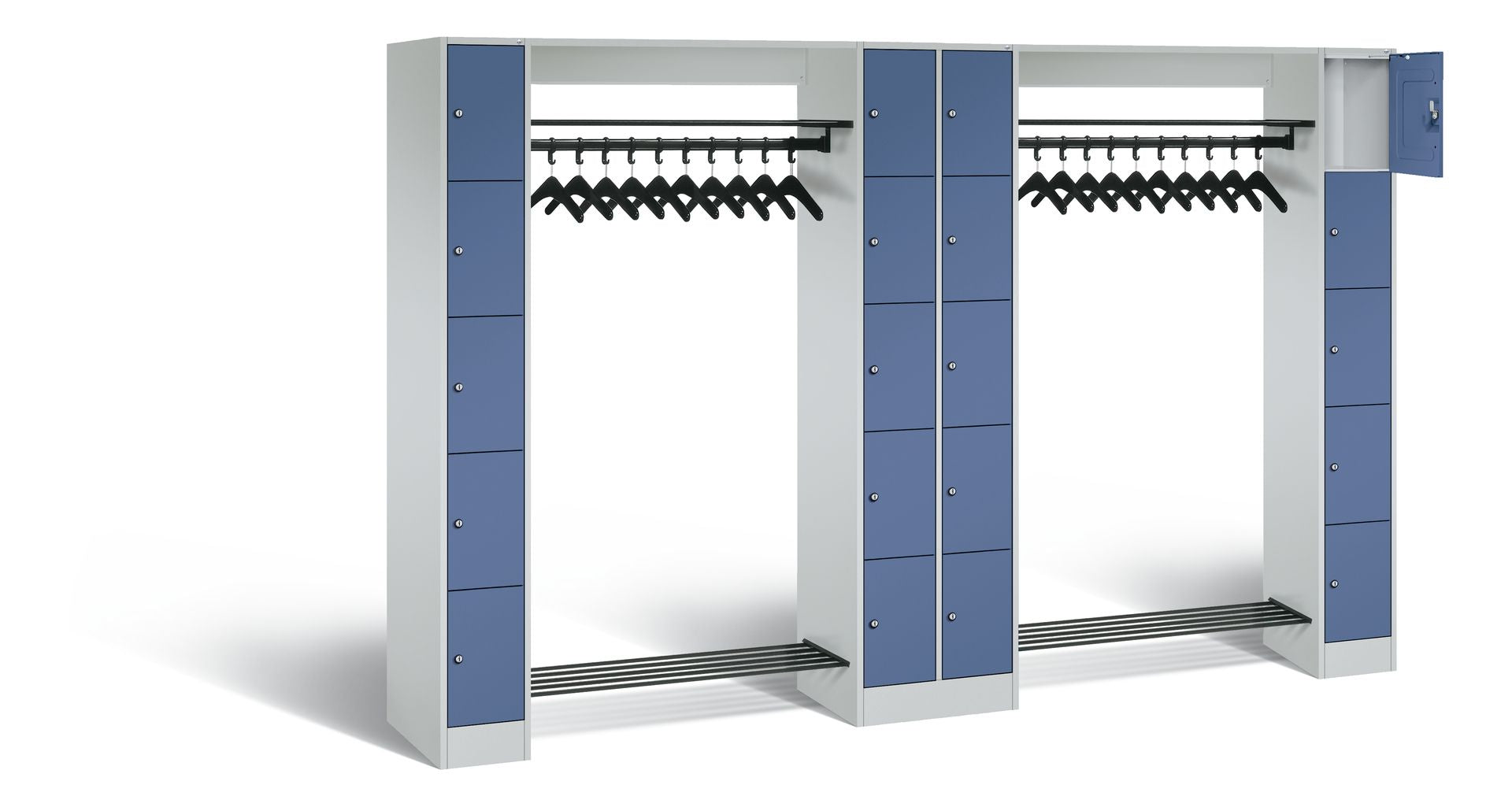 C+P Offene Garderobe, H1950xB2840xT480mm in fernblau