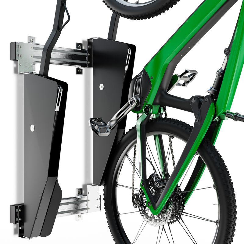 Fahrradlift Fahrradständer an der Wand aus Edelstahl Detail