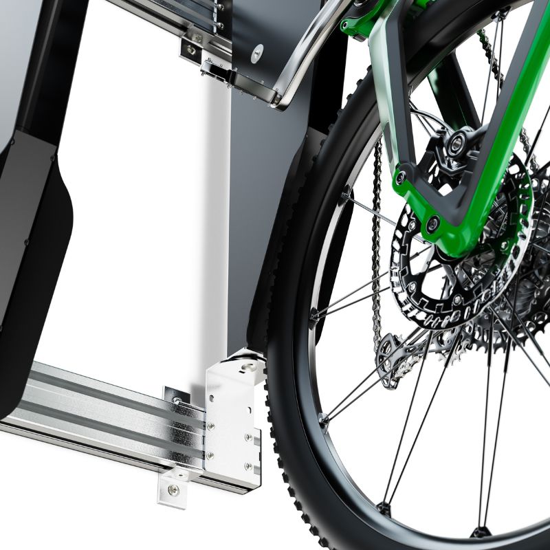 Fahrradlift Fahrradständer an der Wand aus Edelstahl Detail