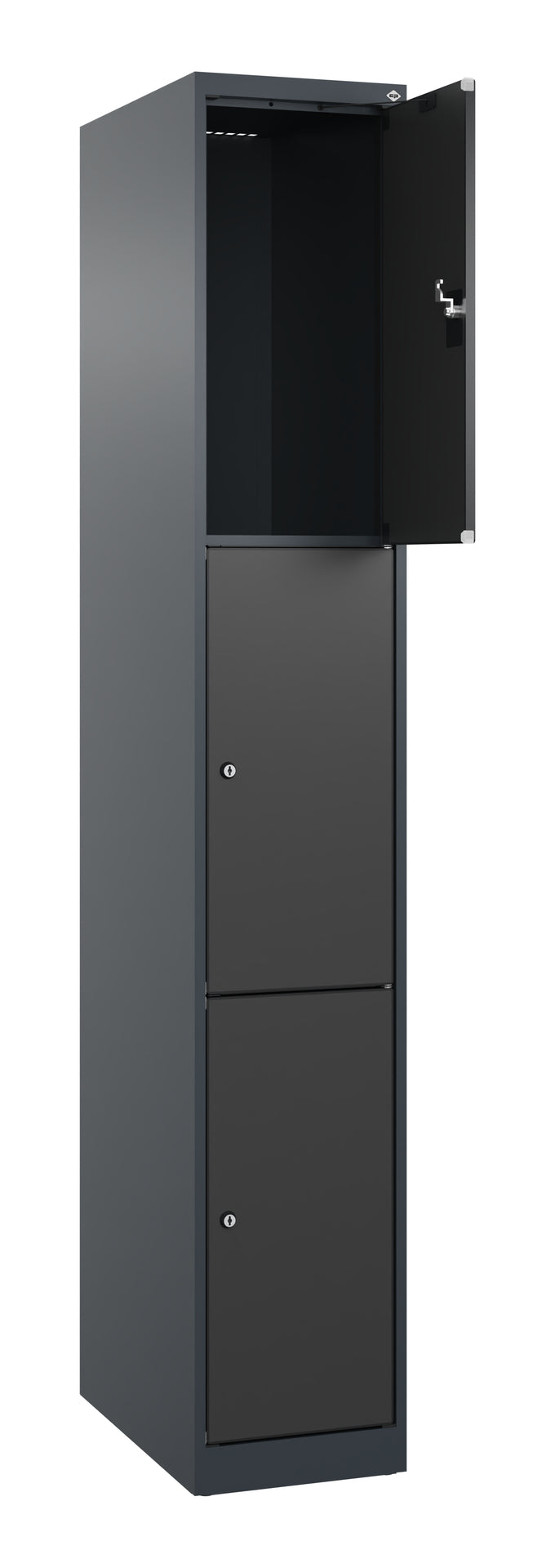 Schließfachschrank Evolo PLUS, 3 Fächer, 1850x300x500mm, Dekor schwarz