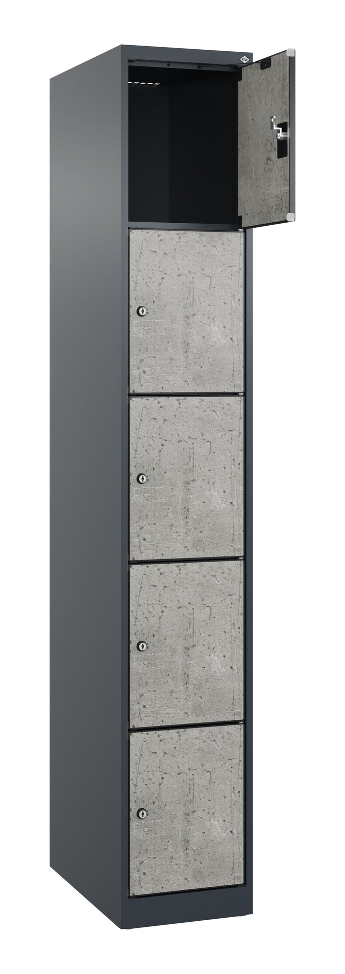 Schließfachschrank Evolo PLUS, 5 Fächer, 1850x300x500mm Dekor Beton