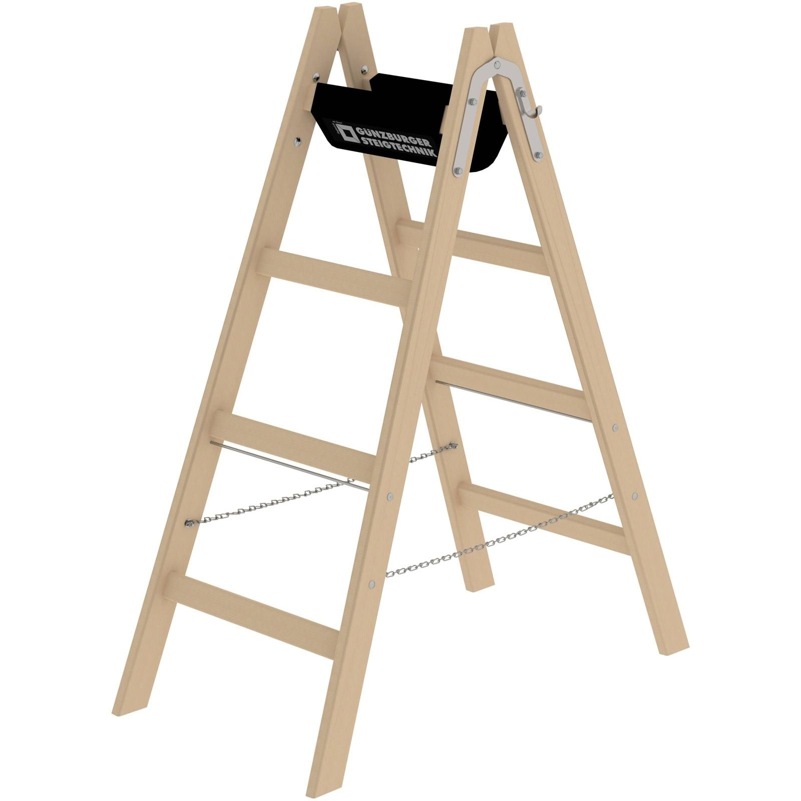 Sprossen-Stehleiter aus Holz 2 x 4 Sprossen