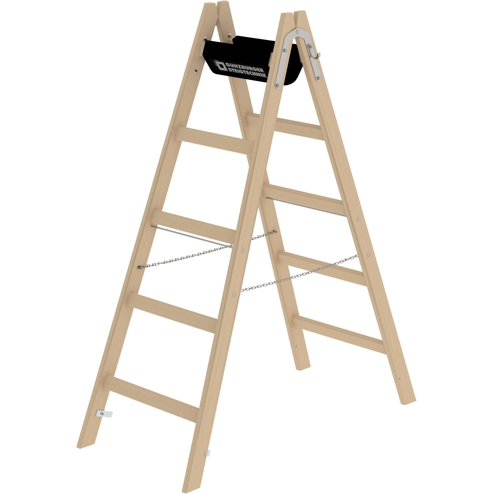 Sprossen-Stehleiter aus Holz 2 x 5 Sprossen