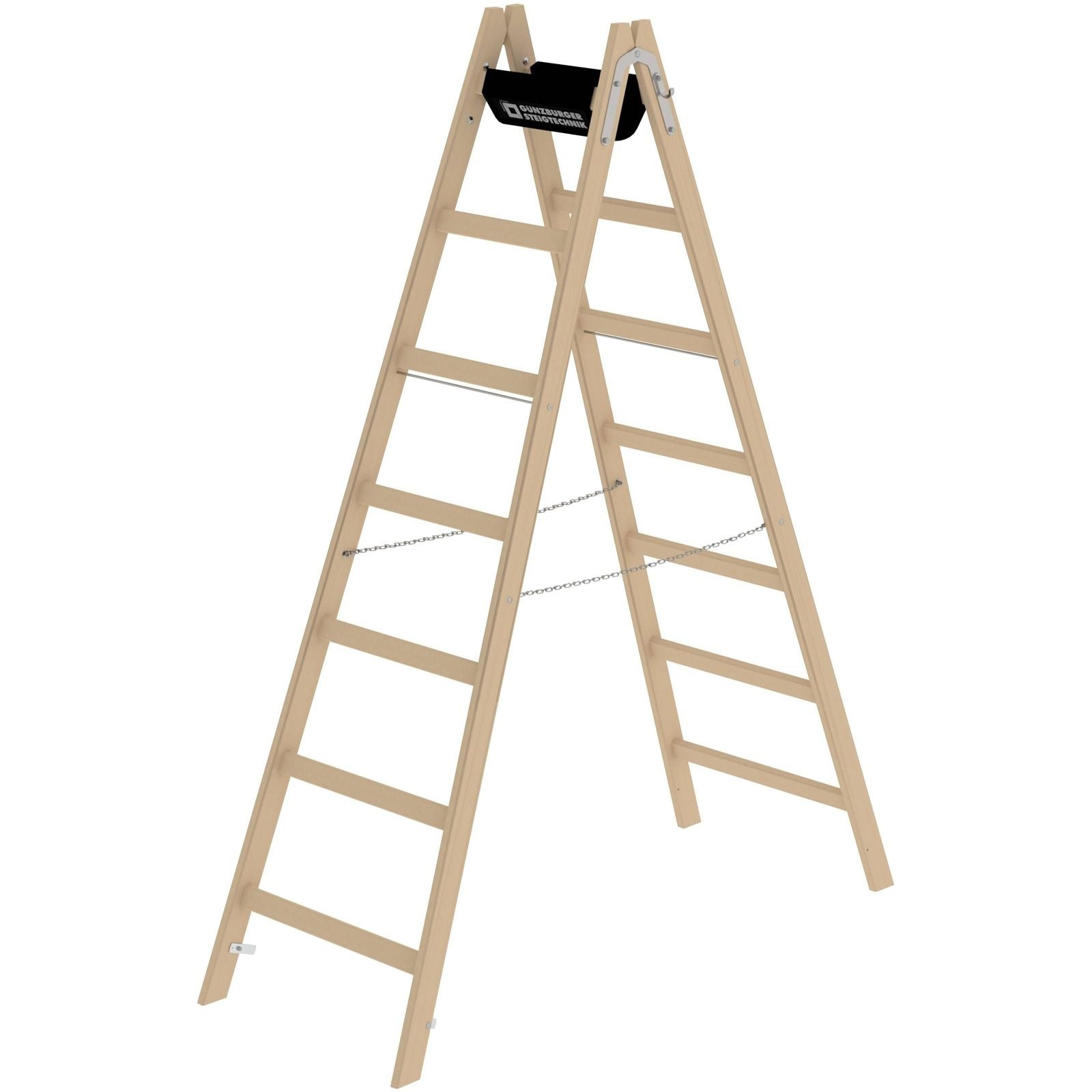 Sprossen-Stehleiter aus Holz 2 x 7 Sprossen