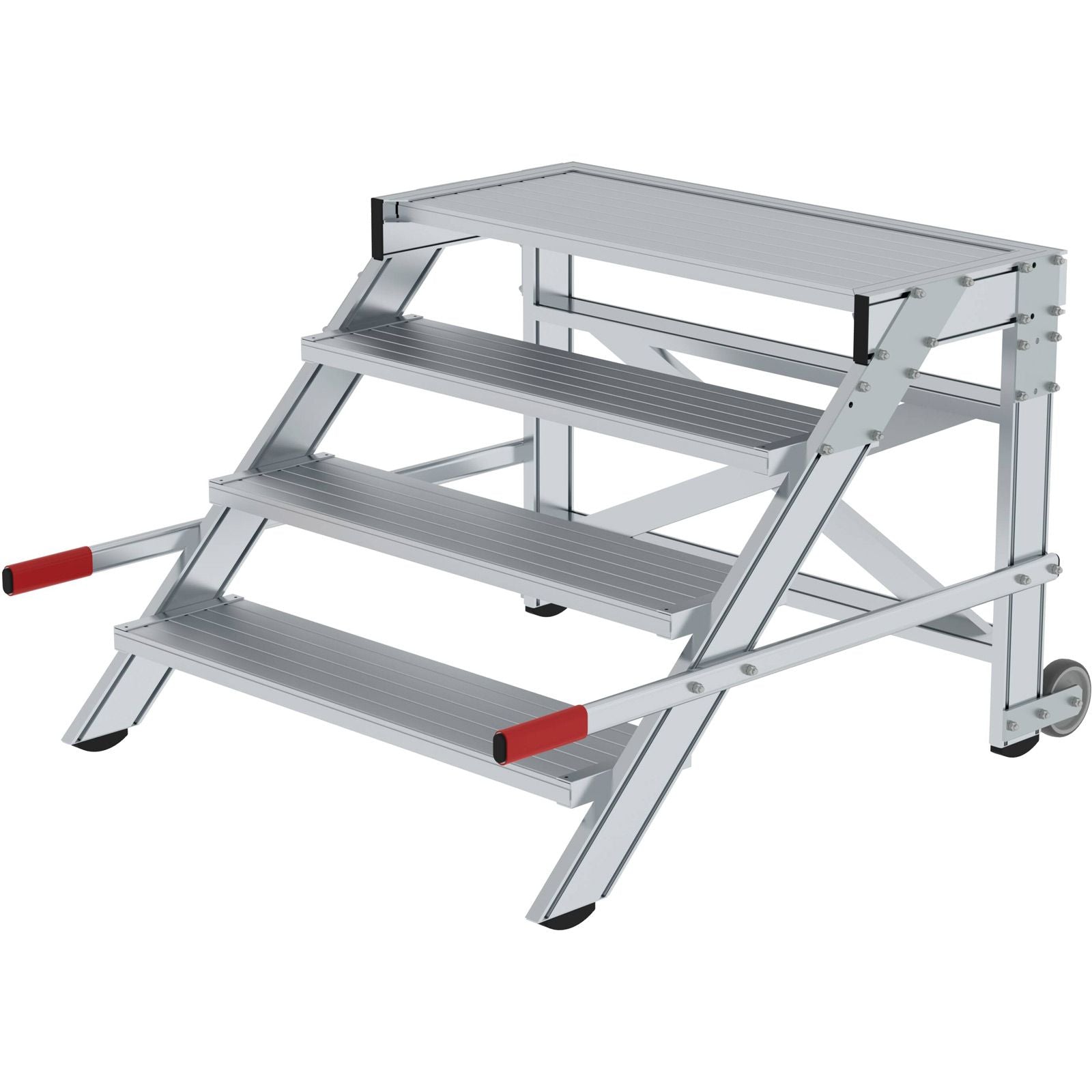 Günzburger Steigtechnik Arbeitspodest fahrbar Stufenbreite 1.000 mm Aluminium geriffelt 4 Stufen