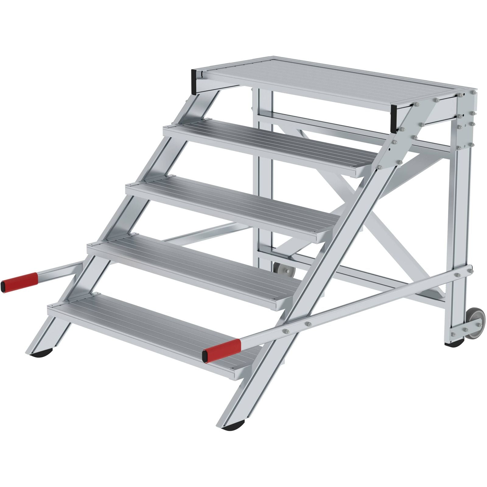 Günzburger Steigtechnik Arbeitspodest fahrbar Stufenbreite 1.000 mm Aluminium geriffelt 5 Stufen