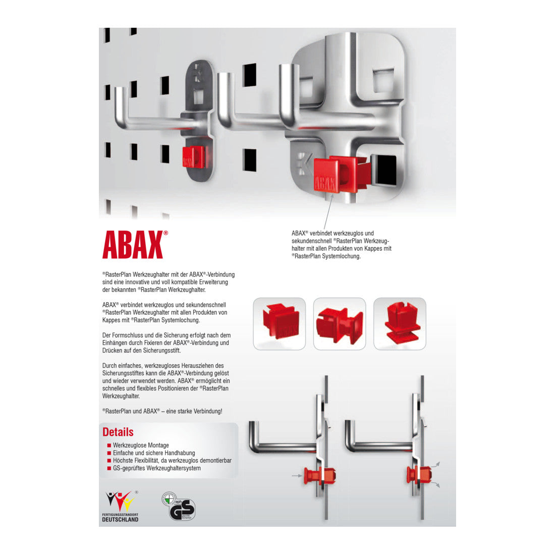 ABAX Lochplatten Einsteigerset 8 teilig Detail