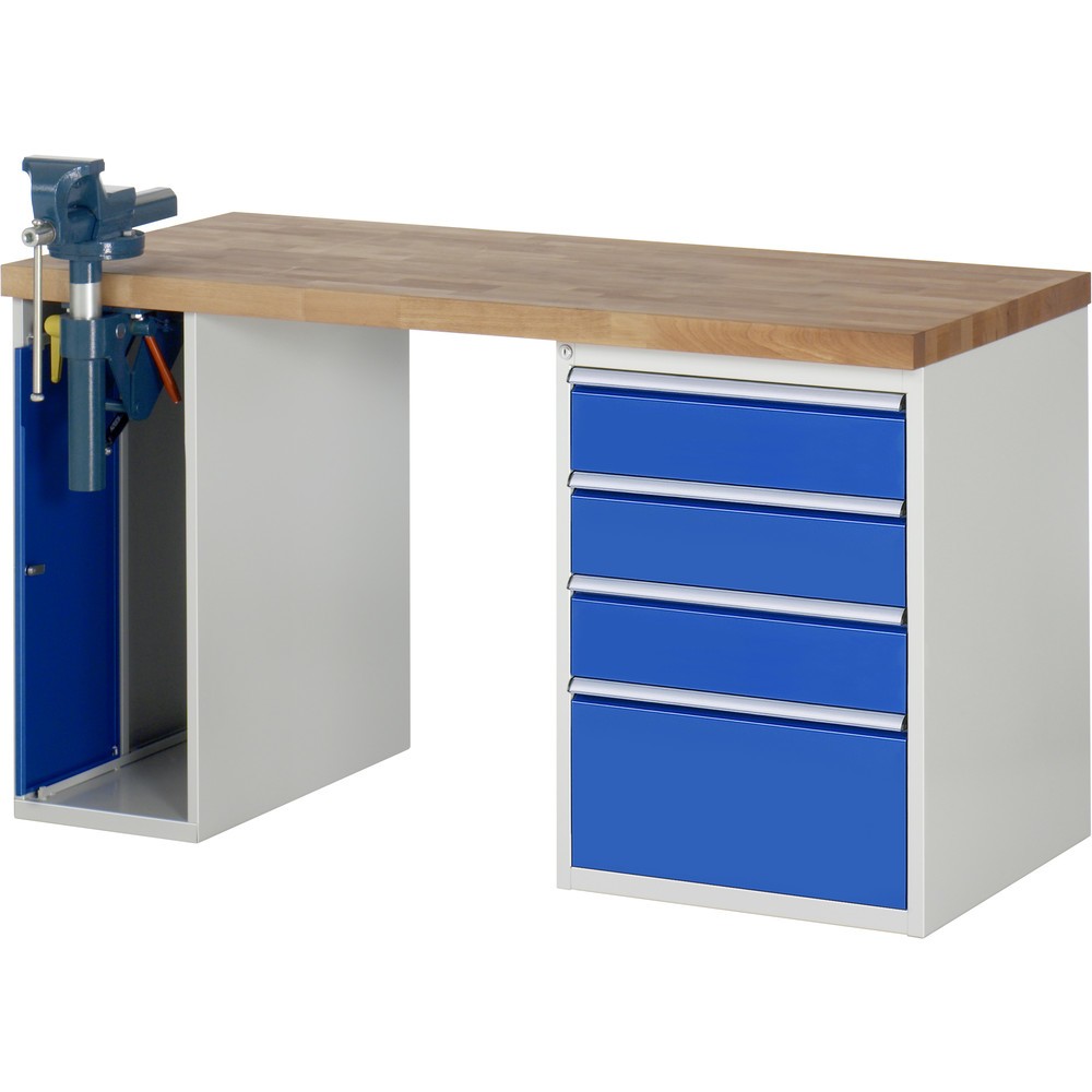 Werkbank mit Schraubstock, 2 Container, HxBxT 840 x 1.500 x 700 mm