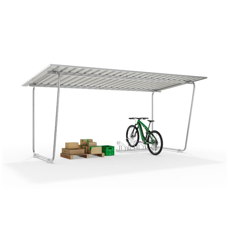 Überdachung aus Stahl für Fahrräder und Material