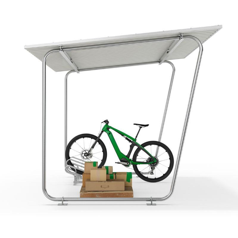 Überdachung aus Stahl für Fahrräder und Material