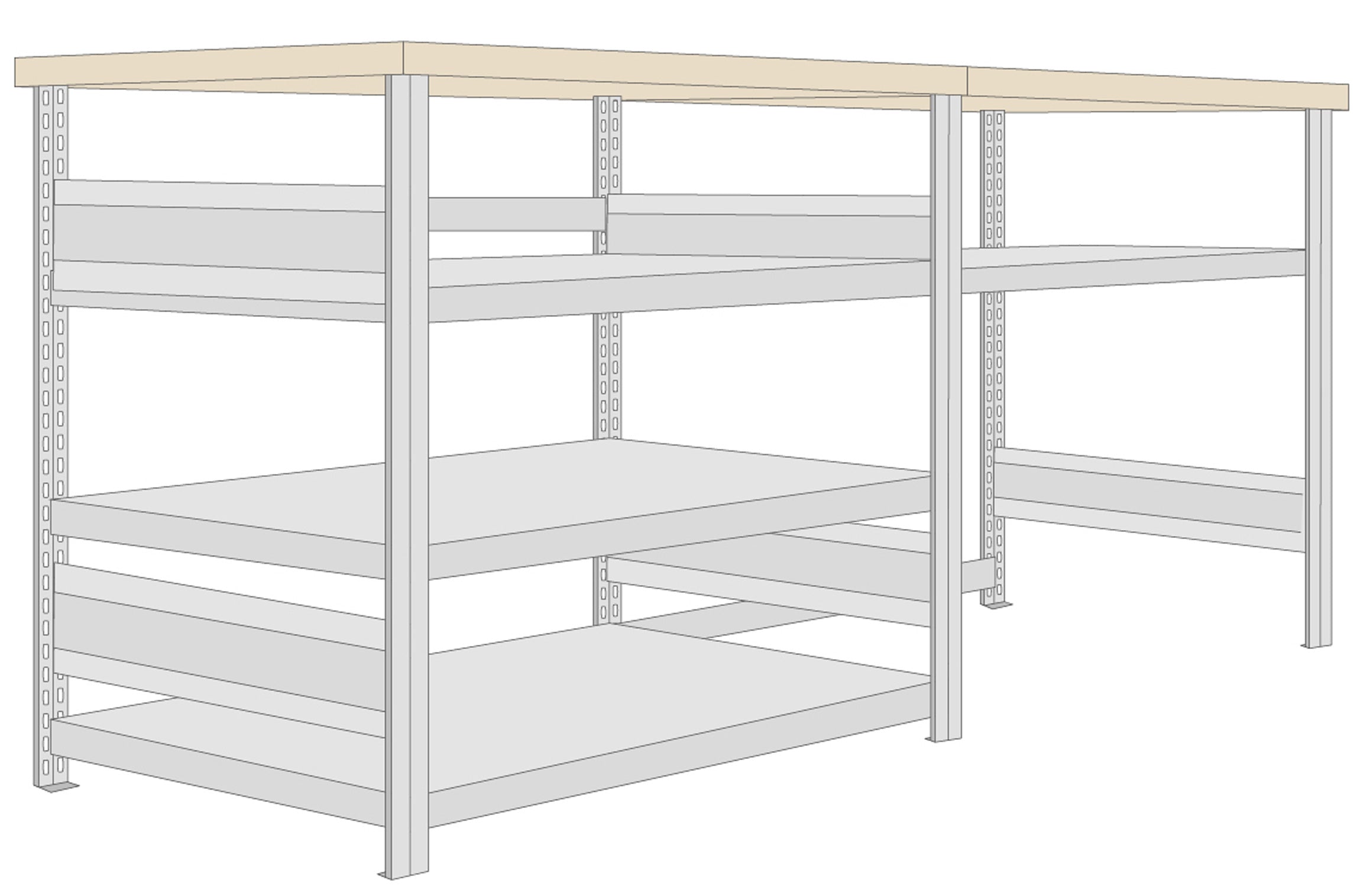 Werktisch Typ 3 - 2100 x 700 x 880 mm