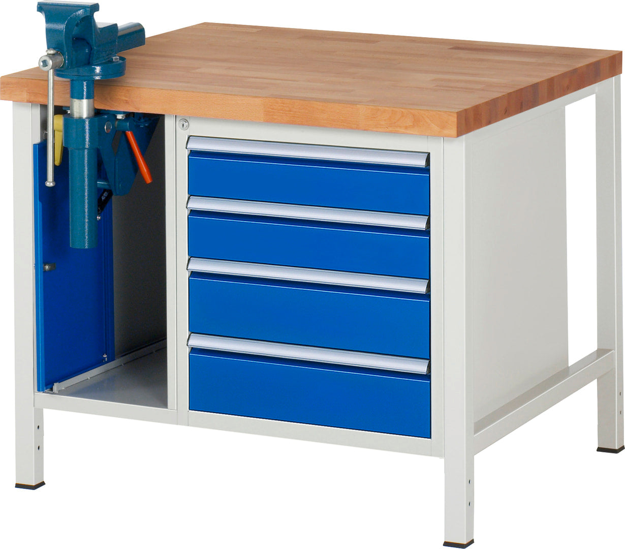 Profi Werkbank mit Schraubstock - 4 Schubladen - 150:2